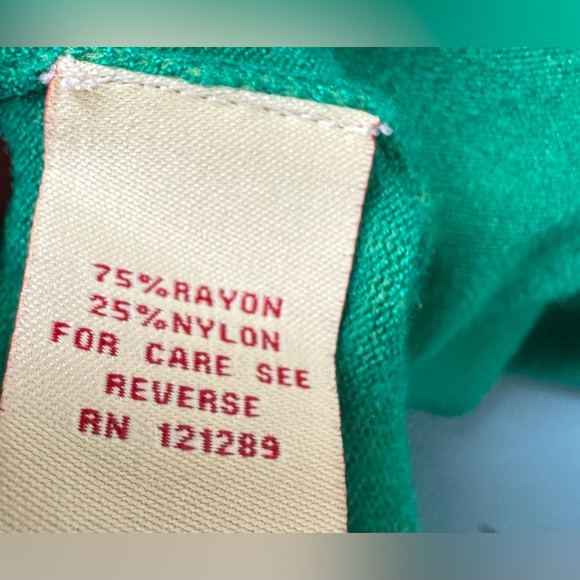 Reba Vibrant Green Sweater with Embroidery & beading at Neckline size Large - Picture 11 of 11